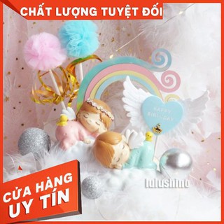 Đồ trang trí bánh kem hình Thiên thần ngủ trên đám mây