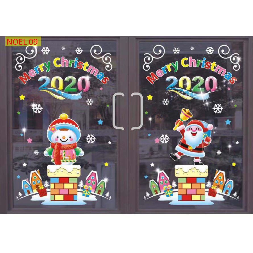 (10 MẪU) Decal trang trí cửa kính Noel Giáng Sinh Merry Christmas Năm mới 2020