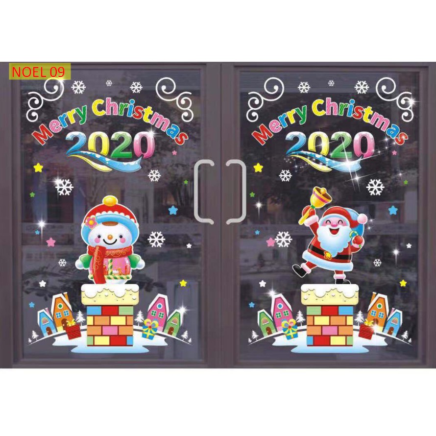 (10 MẪU) Decal trang trí Noel Giáng Sinh Merry Christmas Năm mới 2020