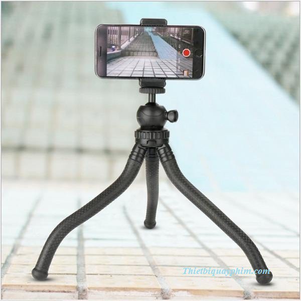 Giá đỡ điện thoại/ máy ảnh dạng tripod 3 chân bạch tuộc uốn dẻo kèm remote bluetooth