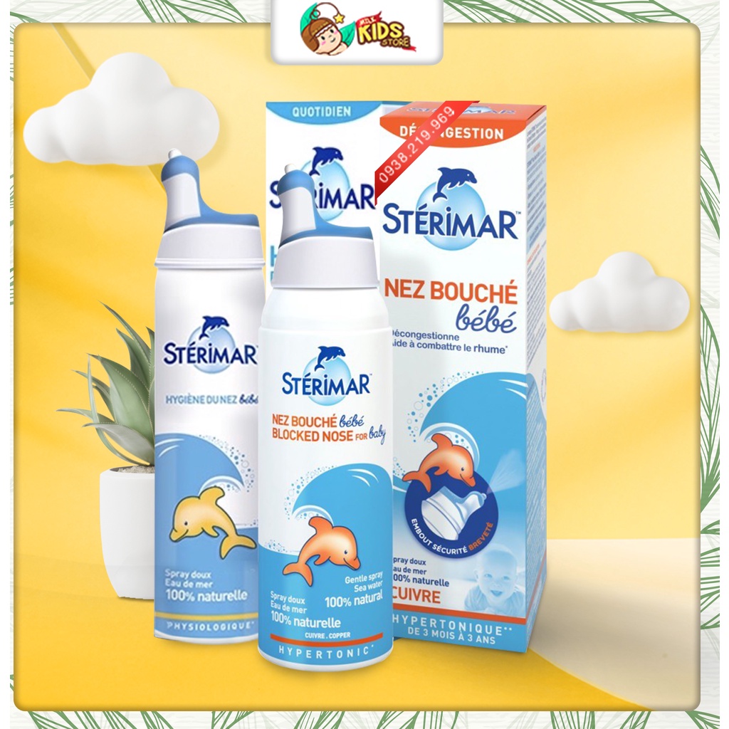 Xịt muối biển cá heo cam, vàng Sterimar 100ml cho bé 0m+ 100ml Pháp