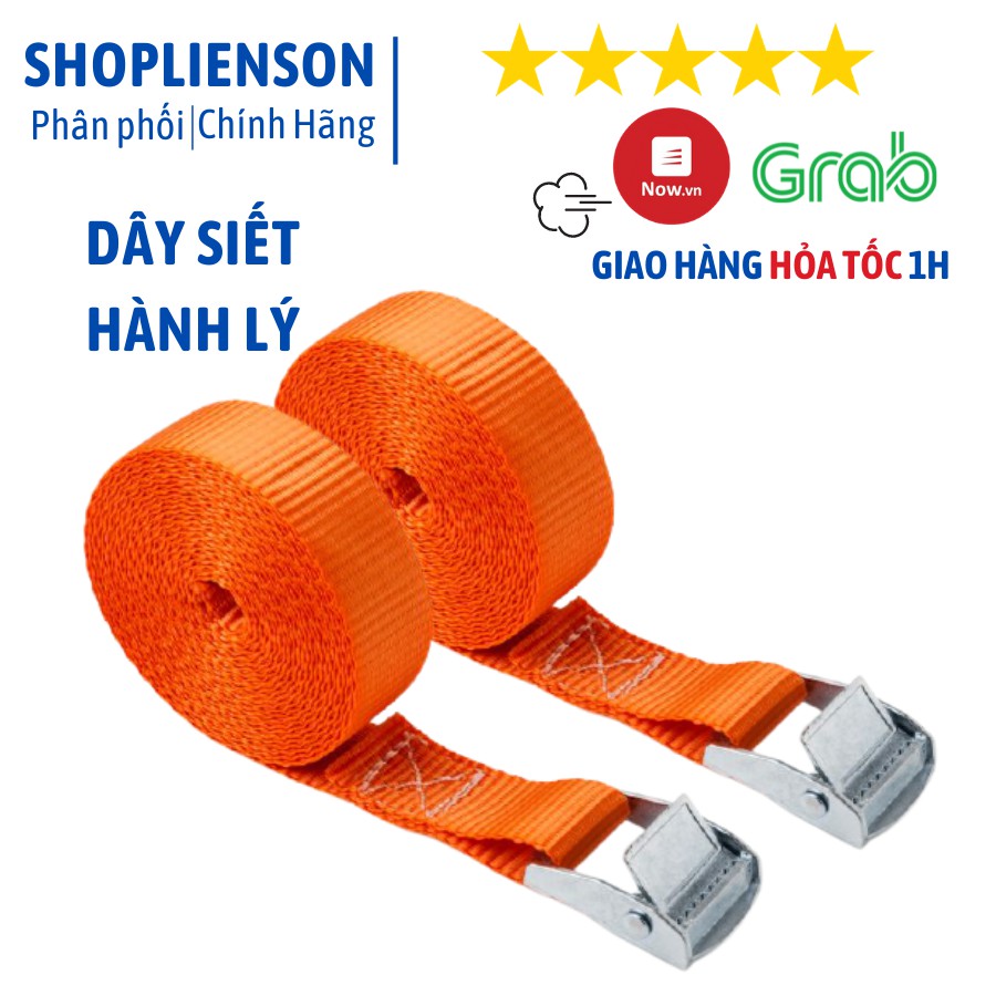 Dây chằng Hàng, buộc hàng, siết hàng hành lý Khóa cam 25mm không móc 250kg nhiều kích thước