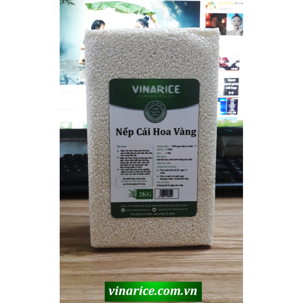 Nếp Cái Hoa Vàng - túi ép chân ko 2kg - nếp đặc sản Bắc Bộ