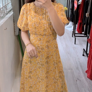 Váy hoa nhí xếp ly ngực