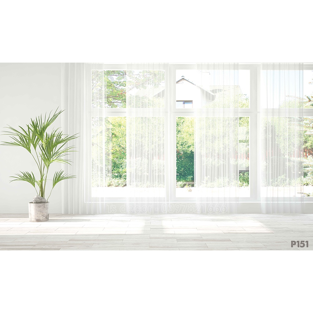 Phông nền màu trắng giả rèm trắng 3D 5D khổ rộng