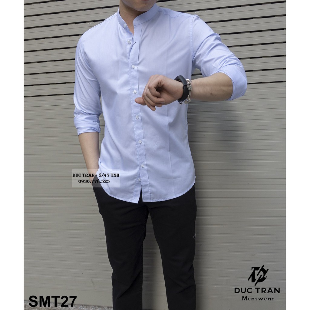 Sơ mi trơn màu cổ tàu: chất cotton lụa mềm thoáng, chống nhăn nhàu, ảnh tự chụp thật cam kết y hình!