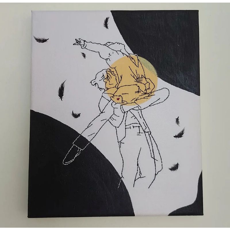 Bộ tự thêu tranh thêu canvas sketch BTS 25x30cm 20x20cm