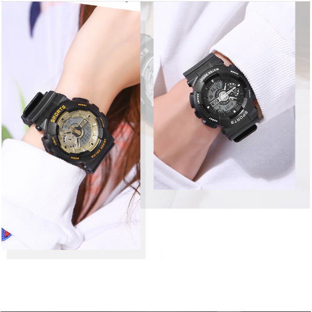 Đồng hồ thể thao Sport nam nữ chạy full màn hình điện tử và kim dây cao su chống nước | BigBuy360 - bigbuy360.vn