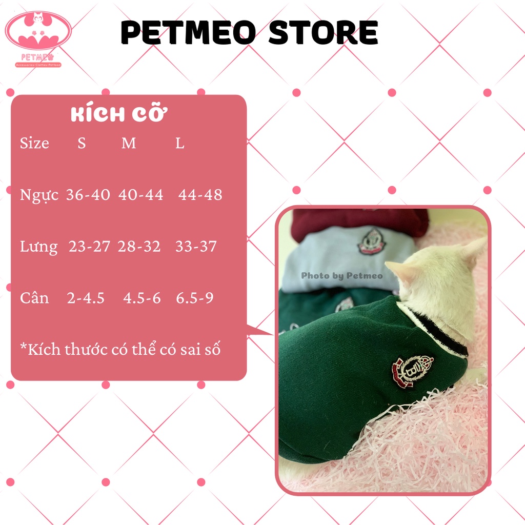 Áo cho chó mèo dưới 12kg chất liệu len trần bông giữ ấm tốt - PETMEO