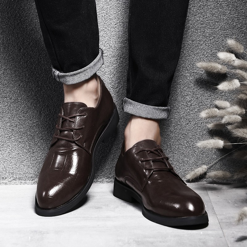 Elegant fashionable plain leather shoes for men size 38-48