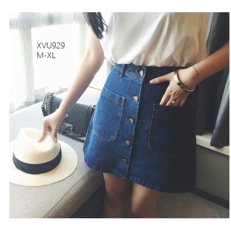 XVU929 chân váy denim khuy cúc | BigBuy360 - bigbuy360.vn