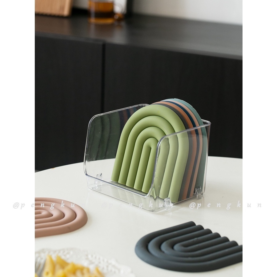 Tấm Lót Nồi Cách Nhiệt Bằng Silicone Cách Nhiệt Phong Cách Hàn Quốc Rainbow Silicone chống cháy cách nhiệt Mat chịu nhiệt độ cao Bát đĩa Mat Coaster Pan Mat cho gia đình đa chức năng Bữa ăn Mat Nordic Wind INS Korean Wind