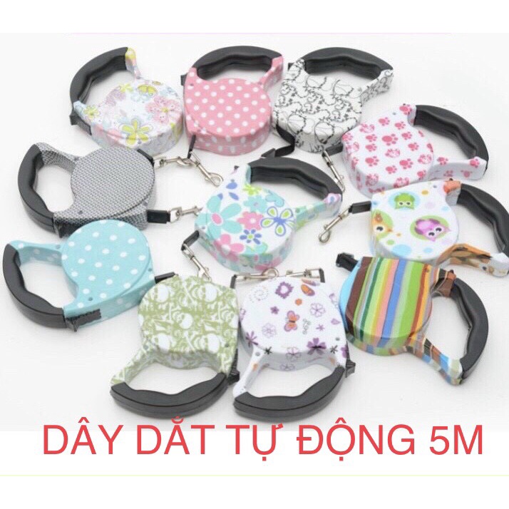 Dây dắt tự động cho chó mèo 5m - dây dắt cuộn - đồ thú cưng