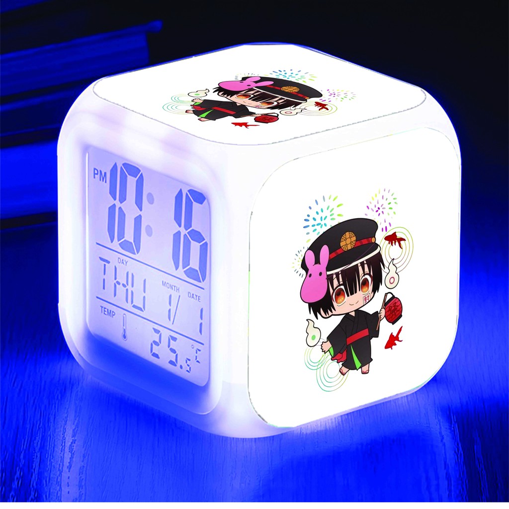 Đồng hồ báo thức để bàn in hình JIBAKU SHOUNEN HANAKO-KUN ÁC QUỶ NHÀ XÍ anime chibi LED đổi màu