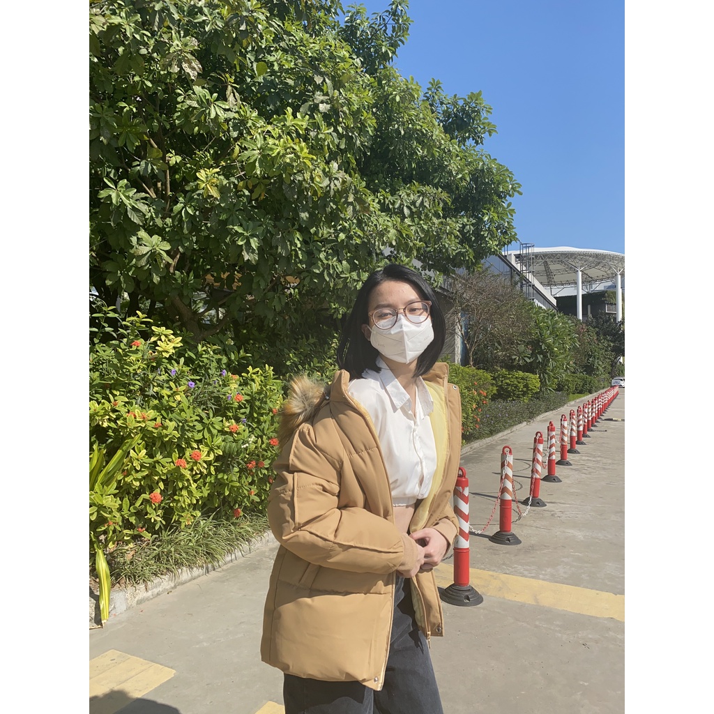 Áo phao béo chần bông dáng ngắn kèm mũ lông vũ rời DALYFA áo khoác mùa đông hàng Quảng Châu cực xịn siêu ấm CD142 | BigBuy360 - bigbuy360.vn