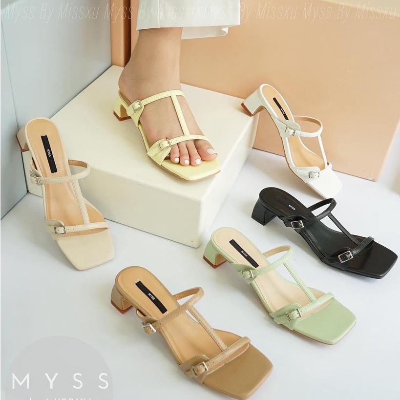 Giày guốc nữ quai ngang phối dọc khóa cài 3 cm thời trang MYSS - SU154