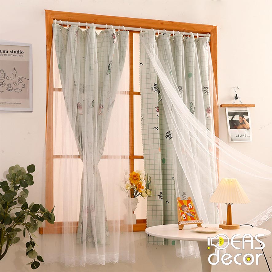 Rèm cửa sổ tự dính Bắc Âu hiện đại size nhỏ, màn che chống nắng, trang trí phòng cá nhân, couple room - Ideas Decor