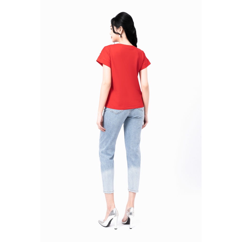Áo thun nữ Fiona thêu họa tiết 3D nổi 1 bên vai  F521172