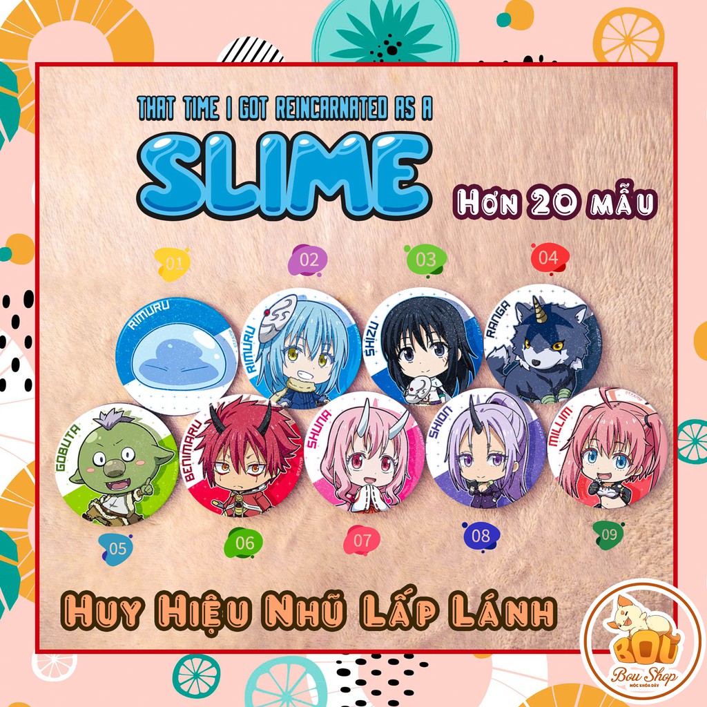 Huy hiệu nhũ lấp lánh Chuyển Sinh Thành Slime - Tensei Shitara Slime Datta Ken Anime Pin Goods