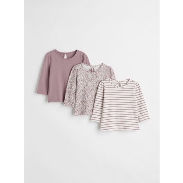 Set 3 áo cotton HM auth dài tay cho bé
