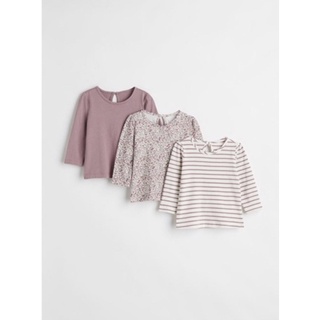 Set 3 áo cotton HM auth dài tay cho bé