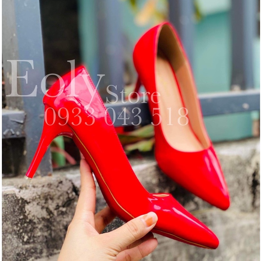 Giày Cao Gót 7cm - Hàng VNXK - Đế Pháp Da Bóng - Giày Gót Nhọn Công Sở - Chống Trầy Xước Nhẹ - Full size
