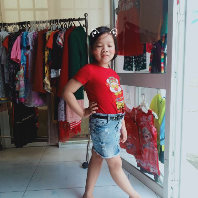 Combo áo heo và chân váy jean lưng thun
