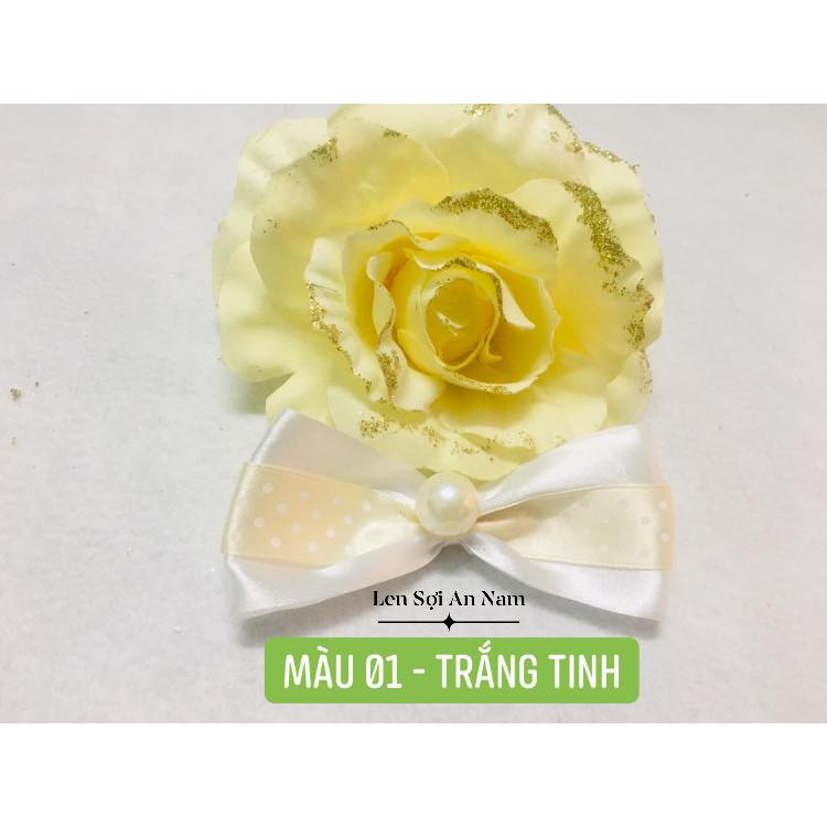 Nơ Ruy Băng Hạt Trai 10cm - Phụ kiện trang trí - Phụ kiện thủ công handmade