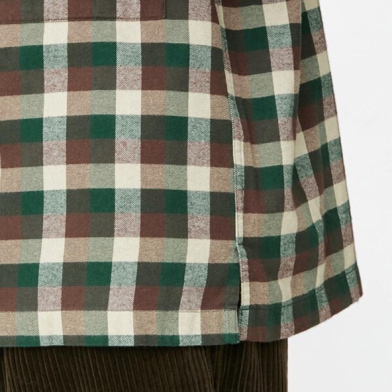 Áo sơ mi nam dài tay cổ bẻ kẻ caro dòng flannel thời trang của GU - Nhật
