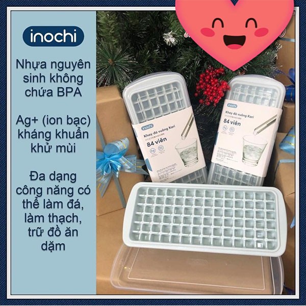 Khay Đá Vuông Kari 84 Viên Tiêu Chuẩn Nhật, Khay Đá Viên Giải Nhiệt Mùa Hè Có Nắp Cao Cấp