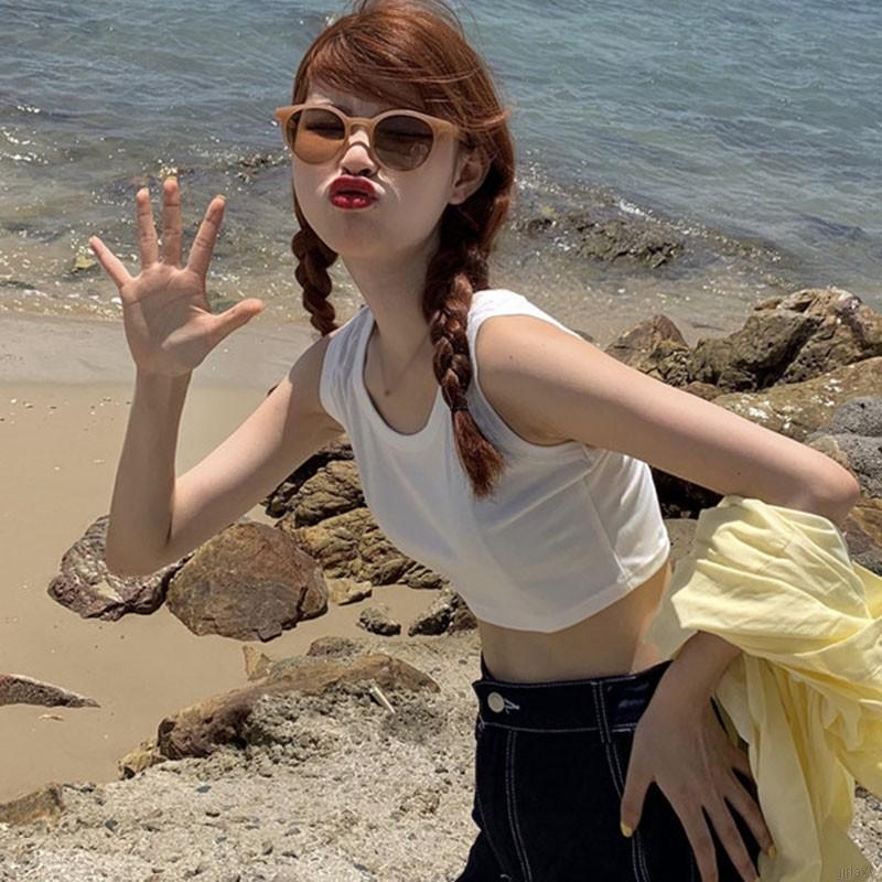 Áo Hai Dây Cổ Chữ U Phong Cách Hàn Quốc Cho Nữ