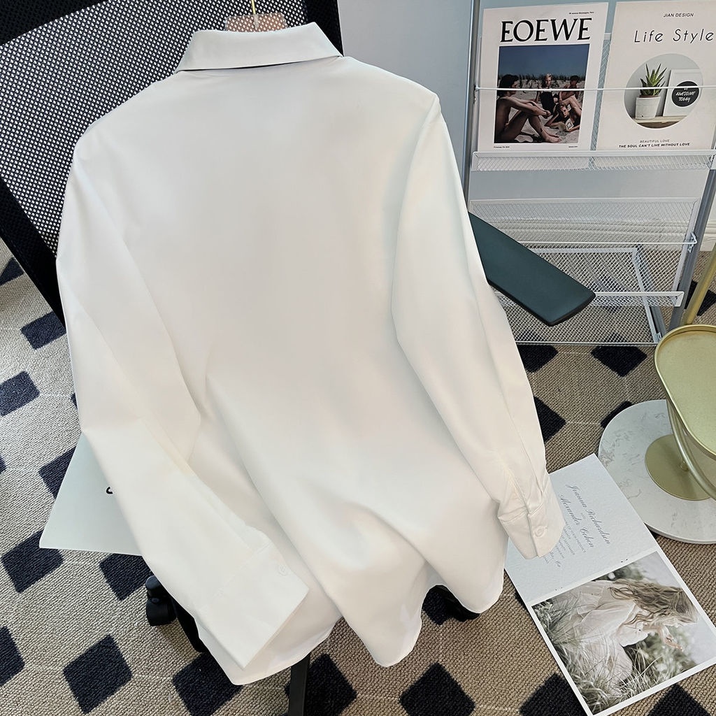 Áo Sơ Mi Trắng Dáng Rộng Phong Cách Cổ Điển Thời Trang Mùa Thu Mới Cho Nữ