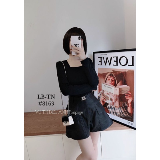 Quần sóc giả váy tầng kèm đai siêu chất