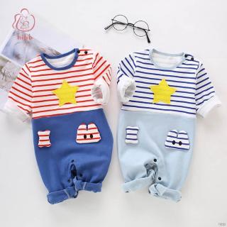 Spring Autumn Baby Star Striped Printing Long Sleeve Rompers Kids Bodysuits