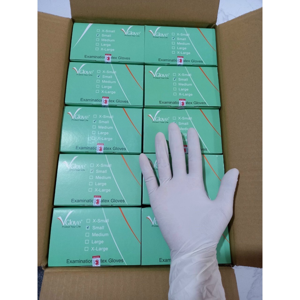 Găng tay y tế Vglove không bột và có bột hộp 100 cái - Chính Hãng Latex