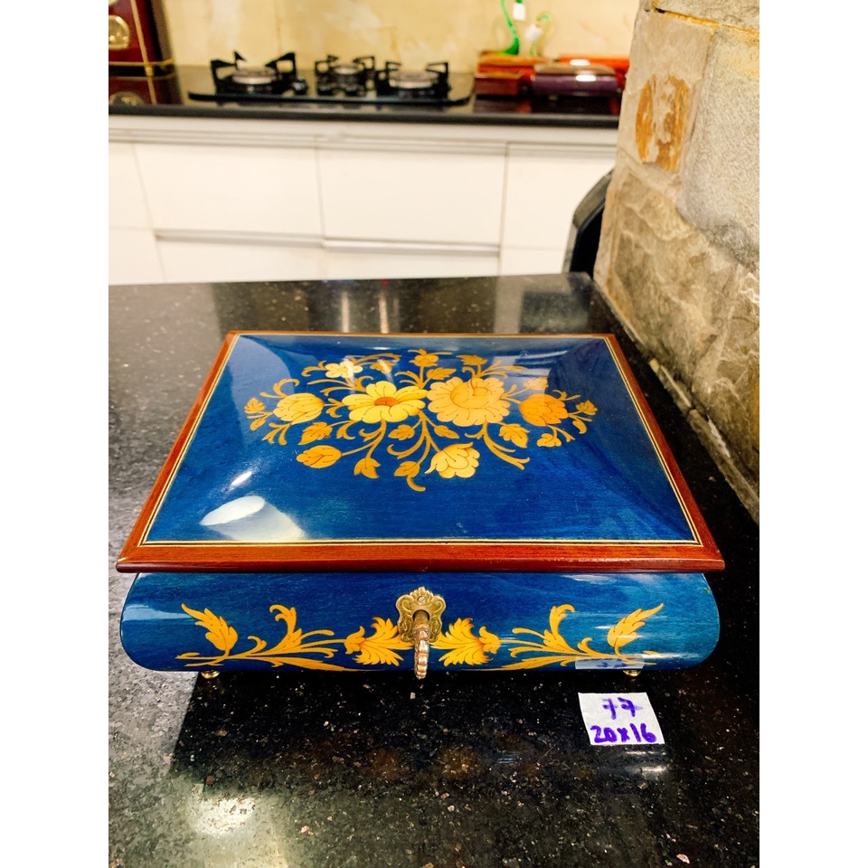 Hộp nhạc Sankyo gỗ khảm ITALY cao cấp chơi bản "Love Story"  MS77