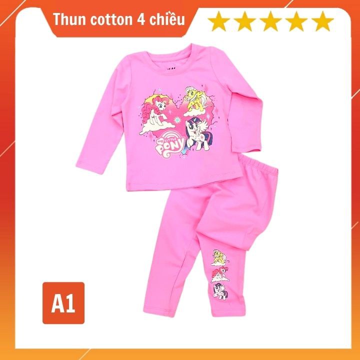 Đồ bộ dài tay cho bé gái hình Pony - Elsa - nàng tiên cá - Chất thun cotton - Tomchuakids