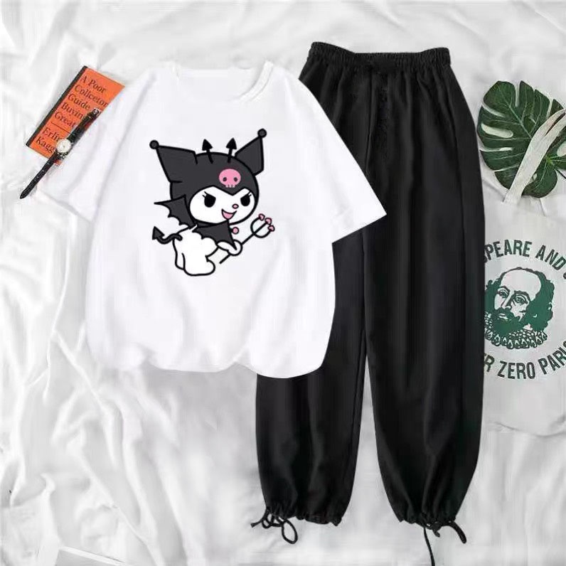 Sét Áo  Dơi đen + quần bom chun, Áo thun from rộng, Chất đẹp không xù, quần suông ống rộng, Sét bộ mặc ở nhà - MODY