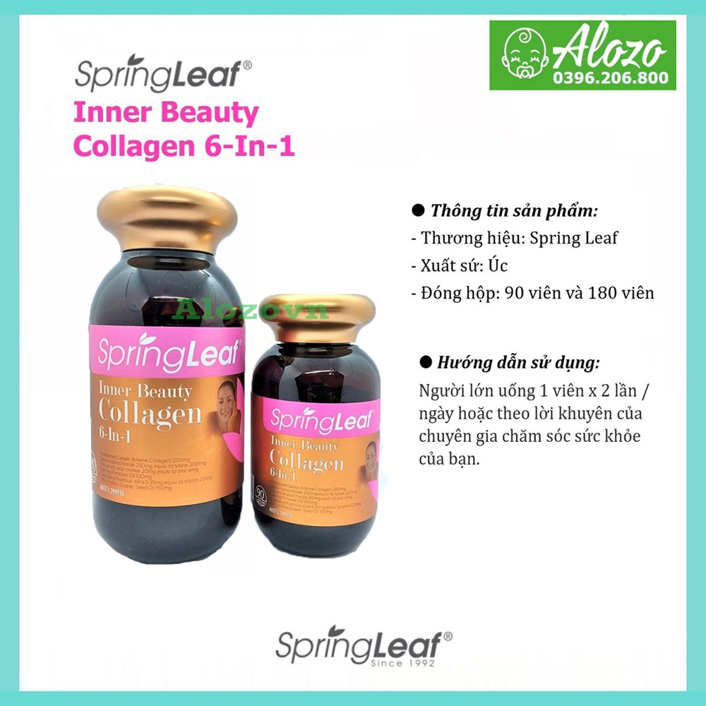 Viên uống Collagen 6 trong 1 úc Spring Lleaf Inner Beauty 90 viên & 180 viên