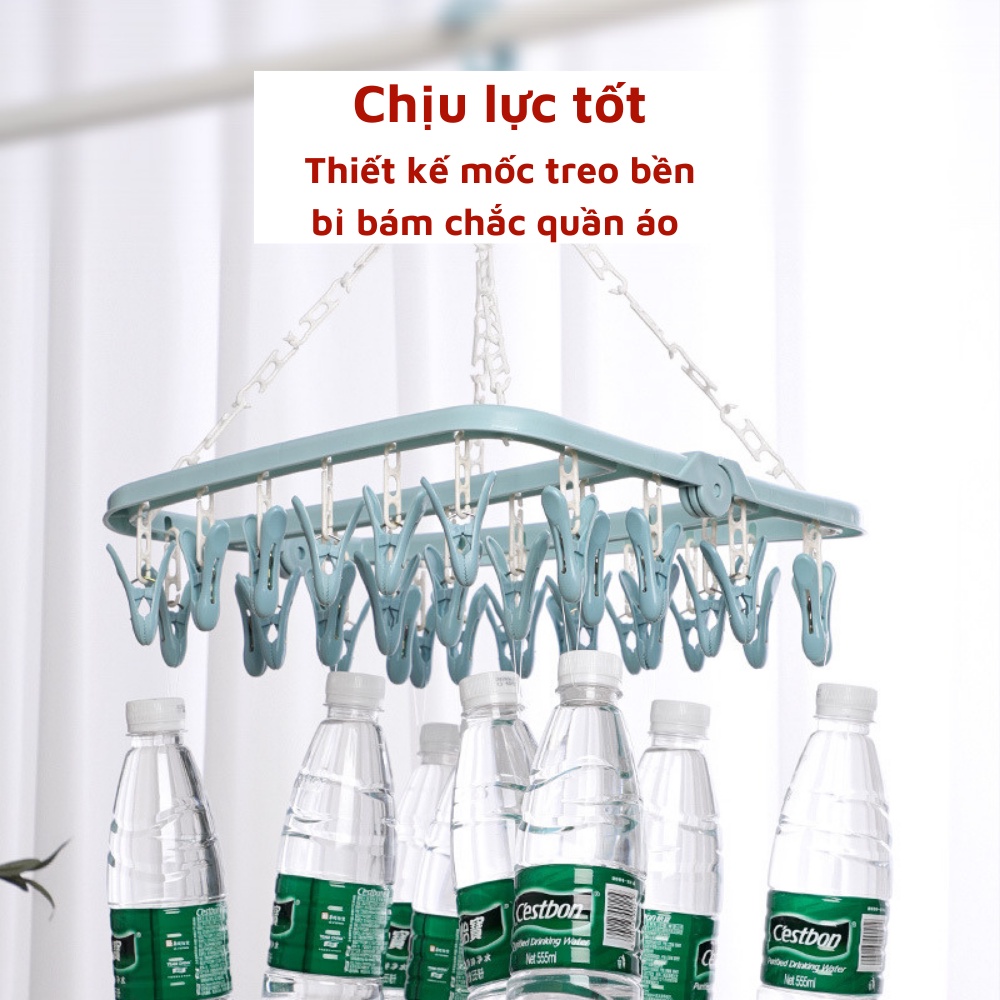 Móc treo quần áo 32 kẹp nhựa PP chắc chắn chịu lực tốt thiết kế xoay 360 độ cao cấp