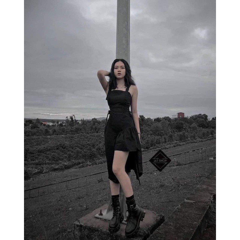 Váy hai dây xẻ nơ eo KA8