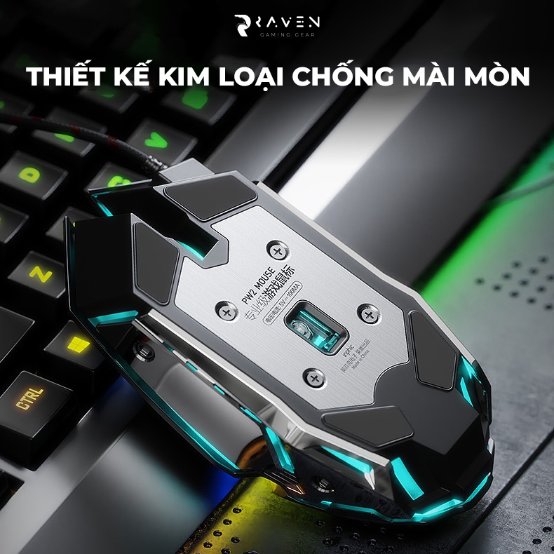 Chuột gaming có dây TEKKIN INPHIC PW2 chuột chơi game máy tính LED 12 màu, khung kim loại, 4000DPI cá tính