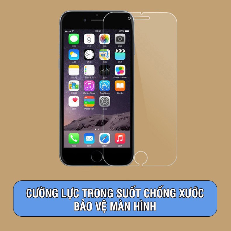 Kính cường lực iphone 9H trong suốt (Tặng kèm giấy lau) 6/6s/7/7plus/8/8plus/plus/x/xr/xs/11/12/13/mini/pro/max