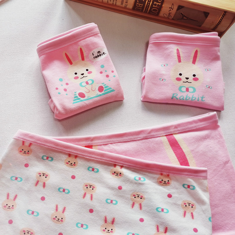 Quần lót cotton in hình thỏ hoạt hình dễ thương dành cho bé gái