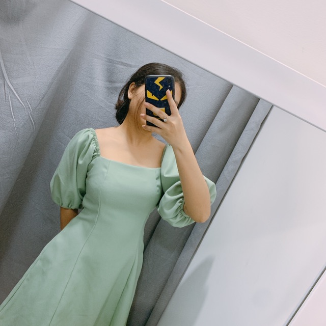 Váy babydoll cổ vuông BlaPink thiết kế tay dài cổ vuông vải dày dặn form chuẩn Đủ Màu (Có ảnh THẬT) | BigBuy360 - bigbuy360.vn