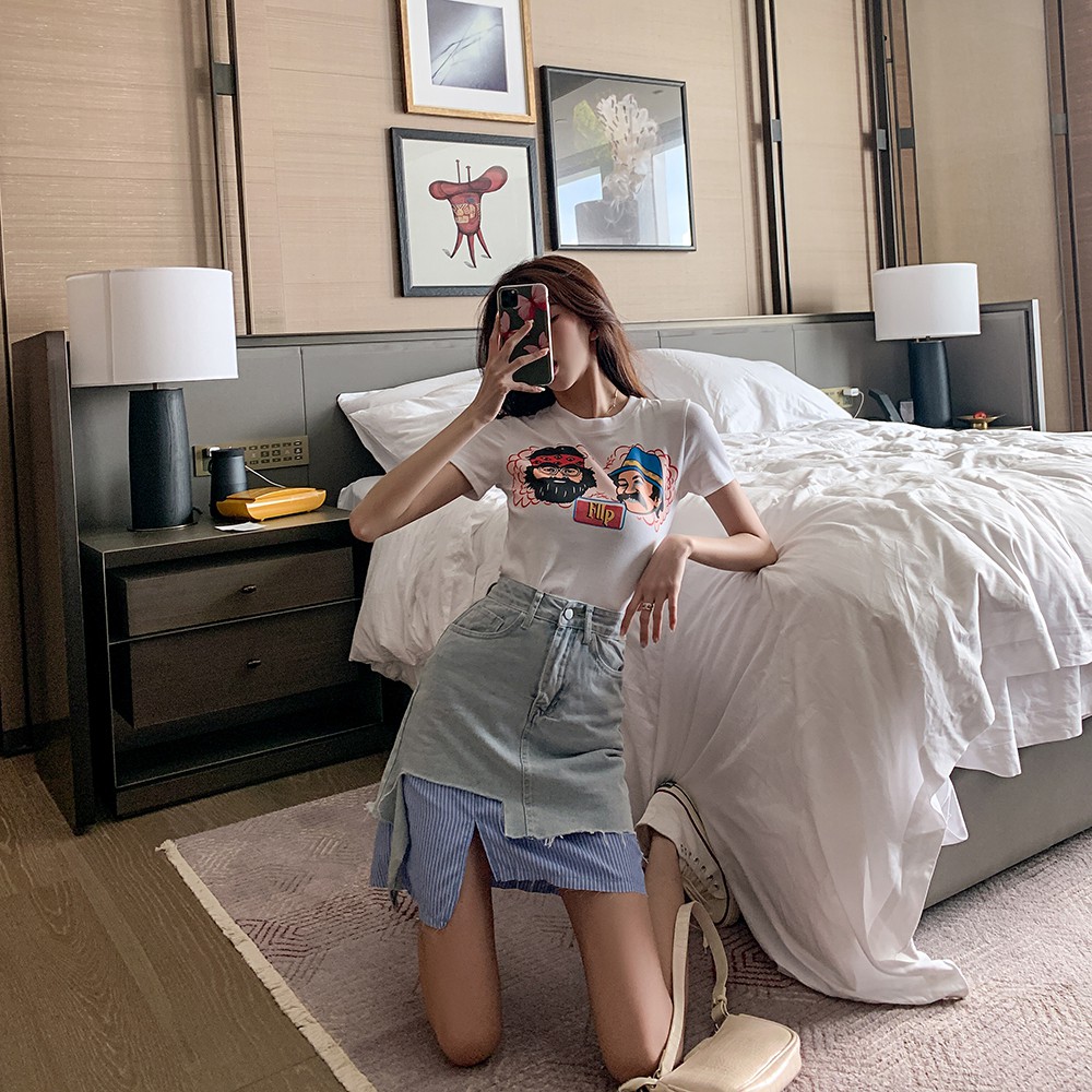 Chân Váy Denim Chữ A Lệch Tà Cá Tính Cho Nữ | BigBuy360 - bigbuy360.vn