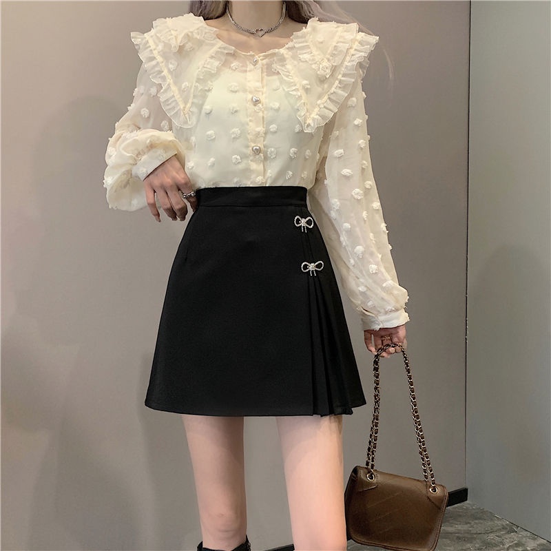 Skirt female A-line skirt Korean version 2022 new high waist pleated skirt Mini Skirt