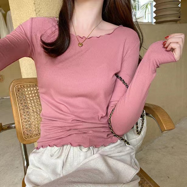 Áo thun BH tay dài màu trơn thiết kế đơn giản thời trang cho nữ