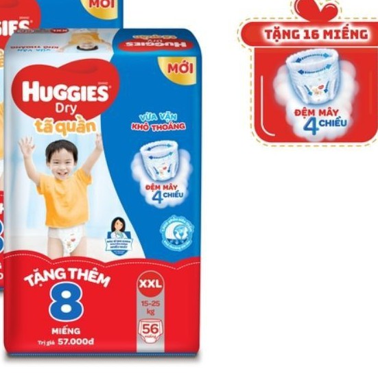 (Tặng 8 tã quần XXL) Tã quần Huggies XXL56