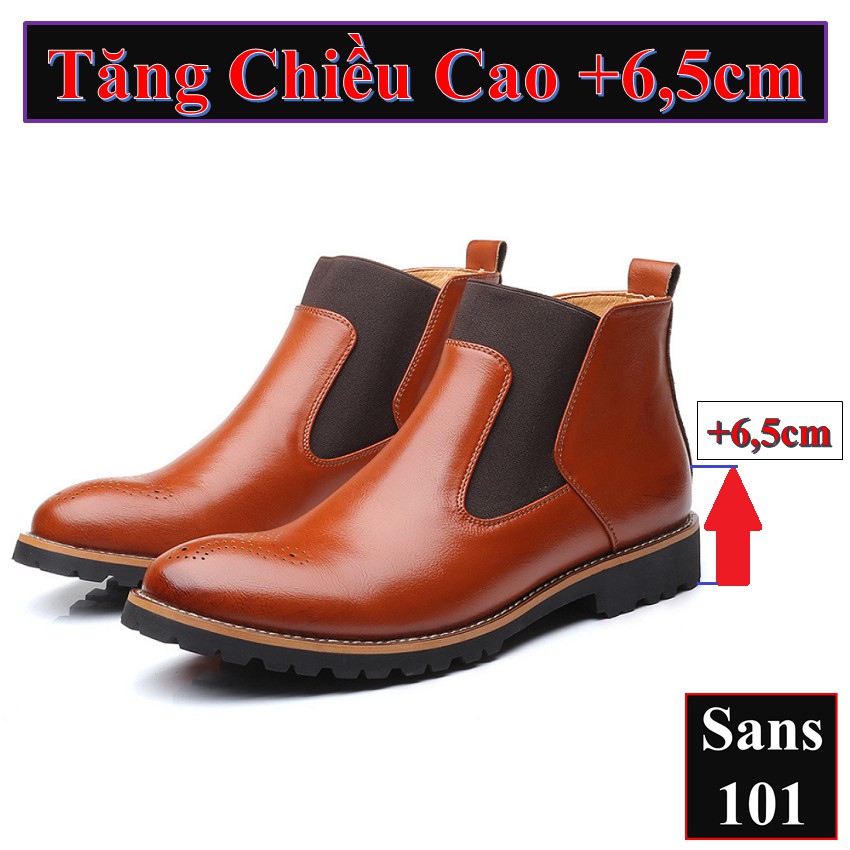 Boot nam da bò giày cao cổ tăng chiều cao 7cm